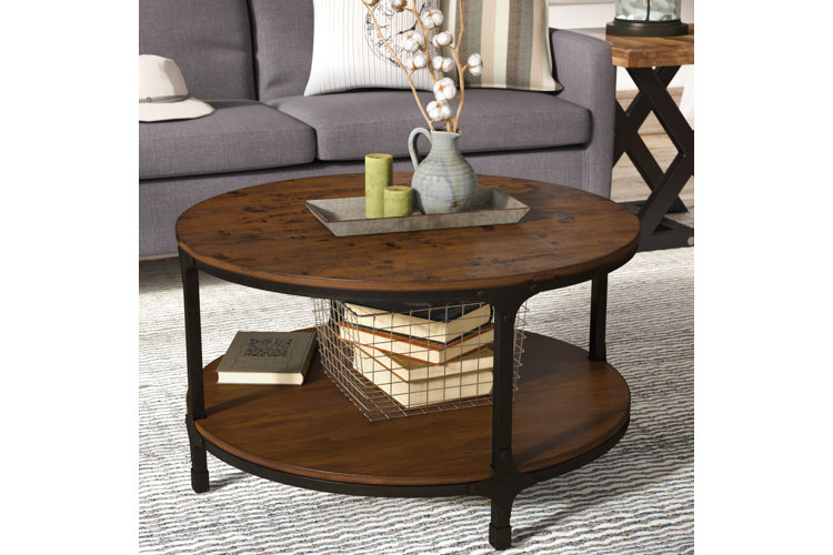 Narron solid wood cross deals legs coffee table